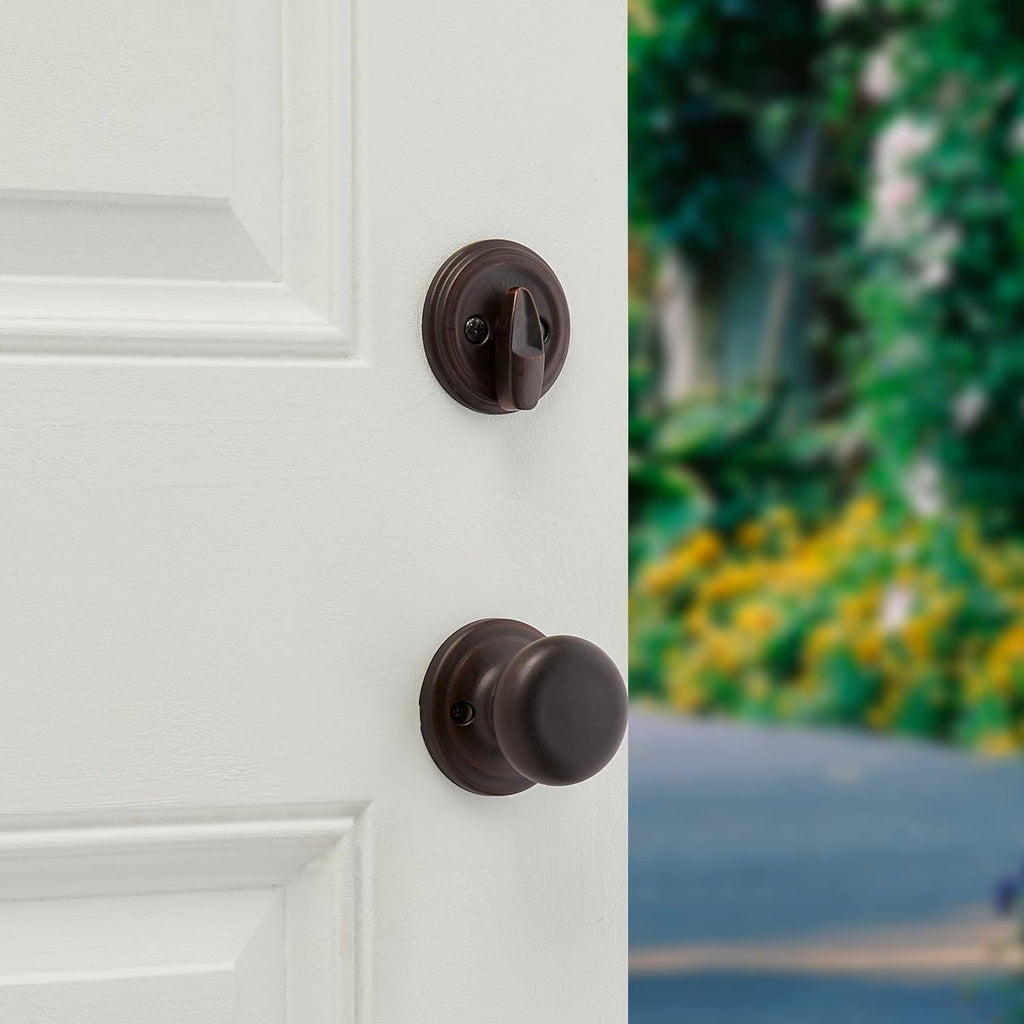 Hawthorne Front Door Lock Handle and Deadbolt Set, Entry Handleset Exterior with Interior Door Knob, Venetian Bronze - Door Handleset