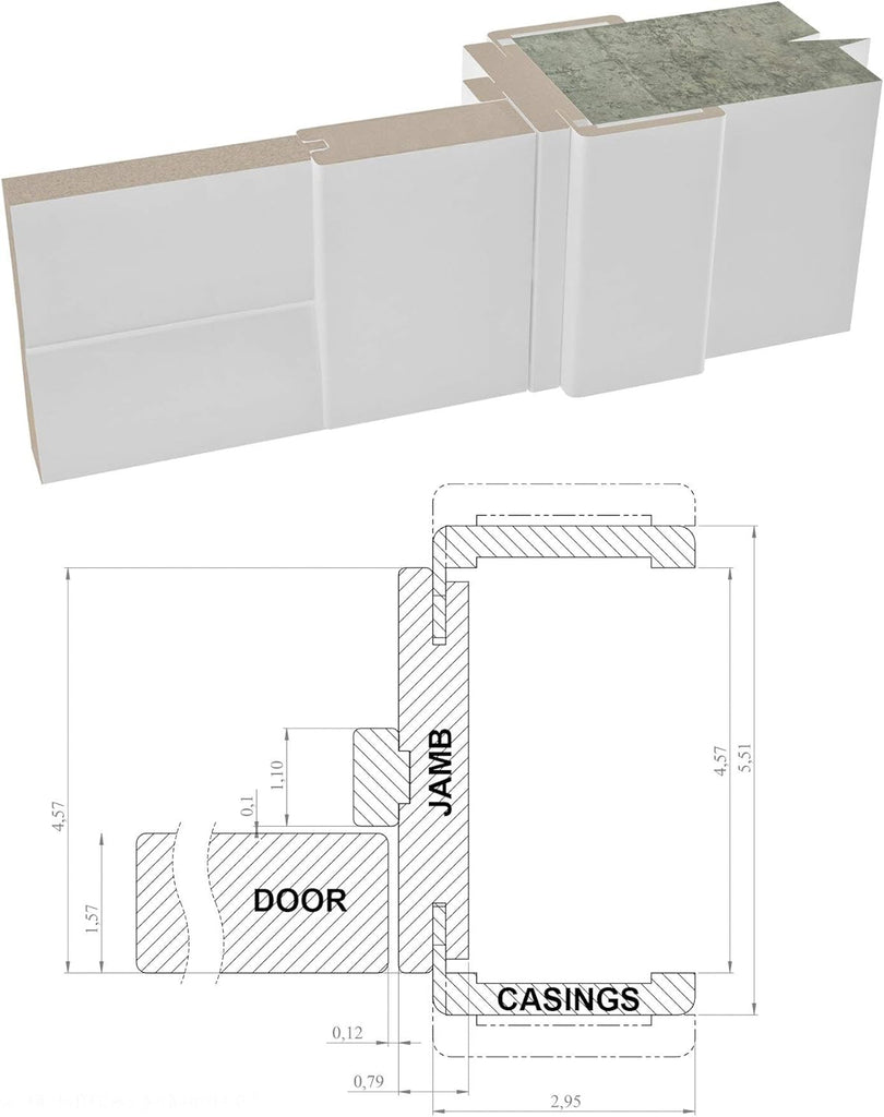 Quadro 4111 | Double Swing Interior French Doors with Glass, MDF, Hardware Included, 72x80, White, M