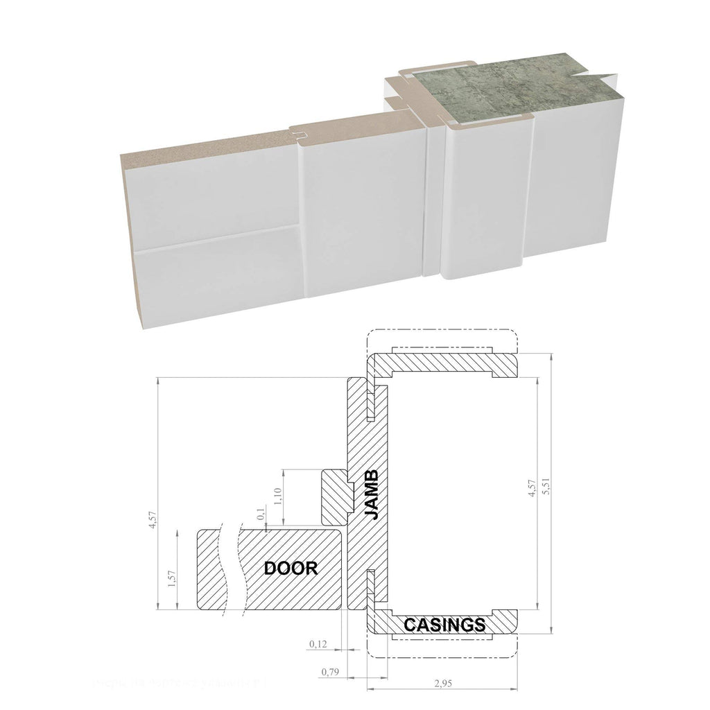 Interior Door 24 x 80 inches | Quadro 4088 White | Swing Door Slab | Frosted Glass MDF Handle | Bedroom Bathroom