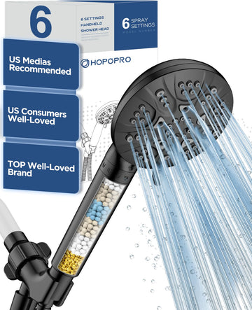 6-Setting Filtered High Pressure Handheld Shower Head, Matte Black