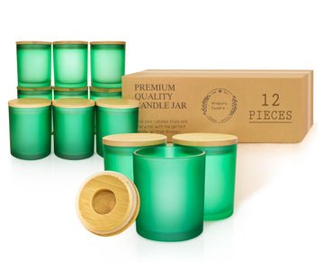 Bulk Candle Jars for Making Candles, 10 OZ Empty Tumbler with Bamboo Lids, 12 Pack Bulk Candle Containers
