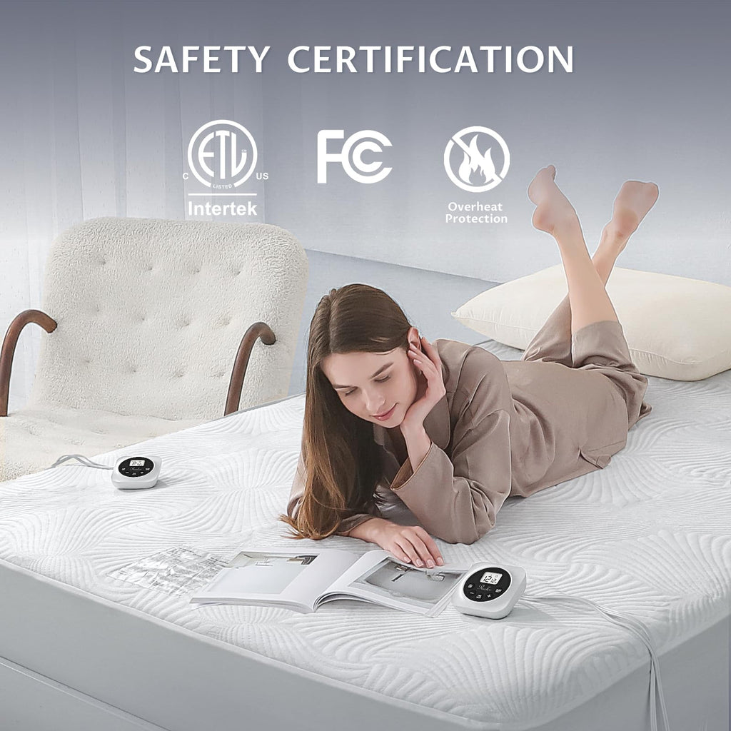 Heated Mattress Pad, 3D Air Fabric, Preheat & Memory for Cold Winter