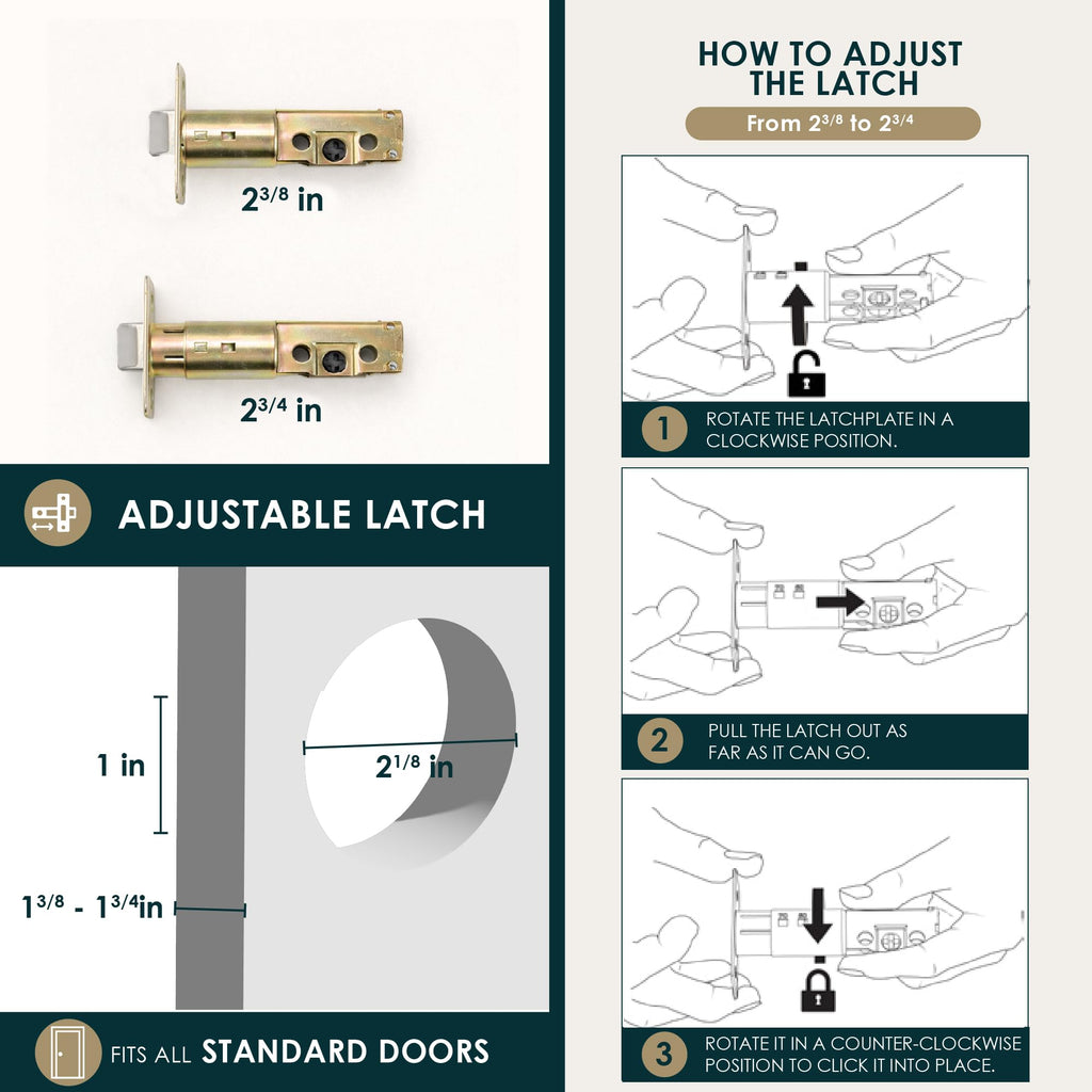Laura Deadbolt Lock Gold - Single Cylinder Reversible