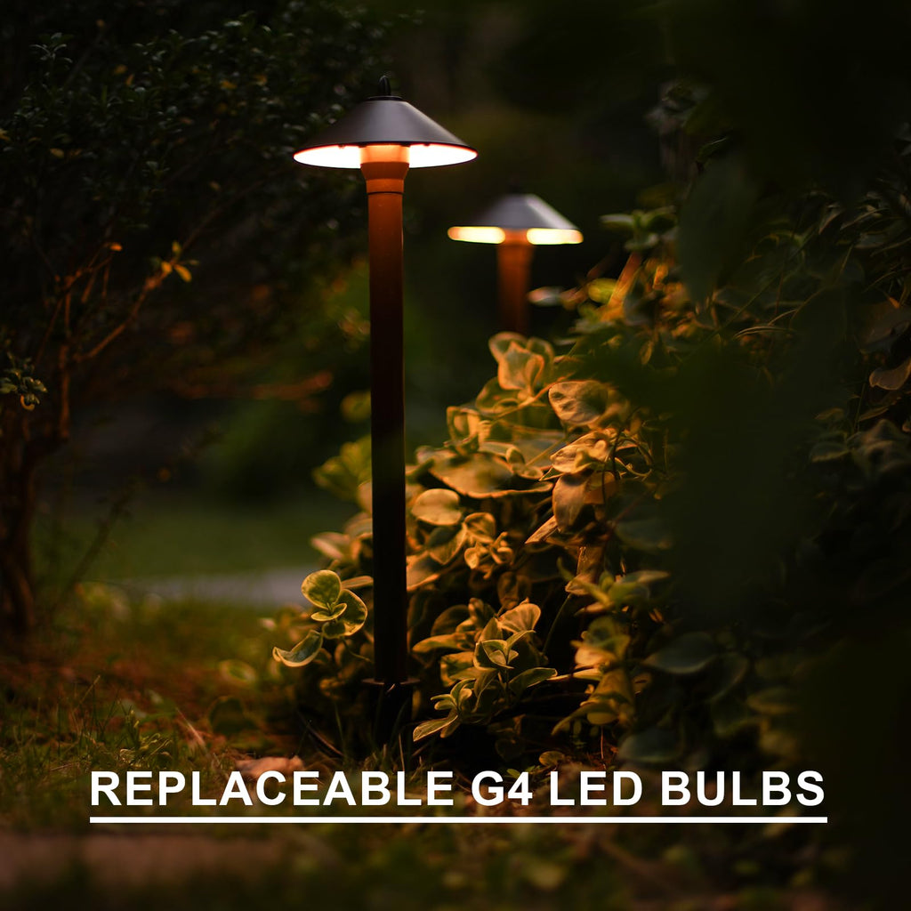 Landscape Lighting Outdoor Low Voltage Landscape Lighting Kits 8PK Pathway Lights Wired 1.2W 40 Lumen 2700K Metal 12V