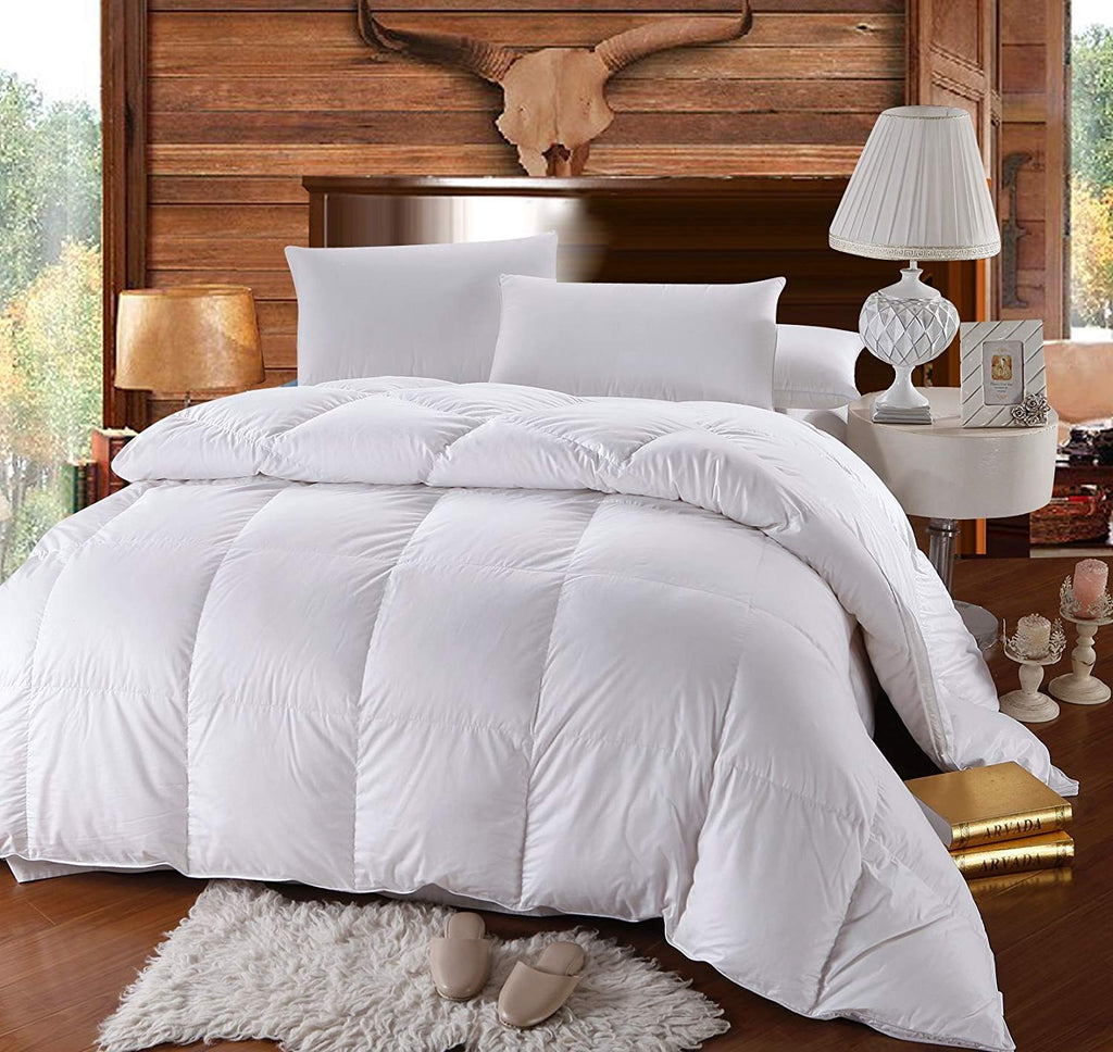 Luxury Goose Down Comforter King 106x90 - 750+ Fill Power White Down, 500 Thread Count Cotton Cover, All Season