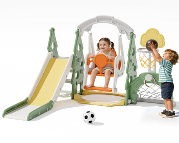 6-in-1 Toddler Slide and Swing Set for Ages 1+ Toddler Outdoor Playset