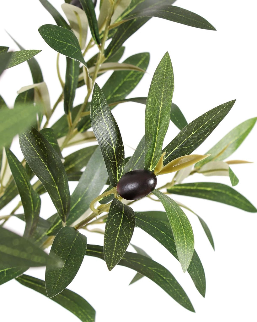 6FT Olive Trees Artificial Indoor, Tall Fake Olive Tree (72in) with Realistic Leaves and Olives, Sturdy Weighted