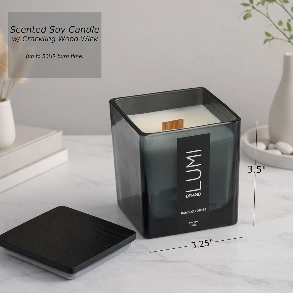Luxury Aroma Gift Set | Bamboo Forest Scent - Reed Diffuser (200ml), Wood Wick Soy Candle (200g), Room Spray(50ml)