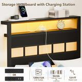 Twin Bed Frames with Charging Station and LED Lights, Twin Platform Bed with Metal Slats