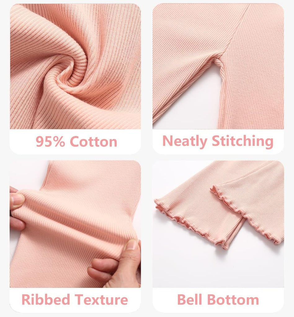 Baby Toddler Girl Flare Pants 4 Pack Girls Ribbed Cotton Leggings