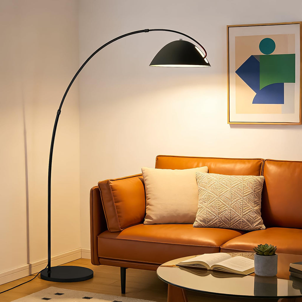 Unique Black Large Arc Floor Lamp 72"Tall with Remote Dimming