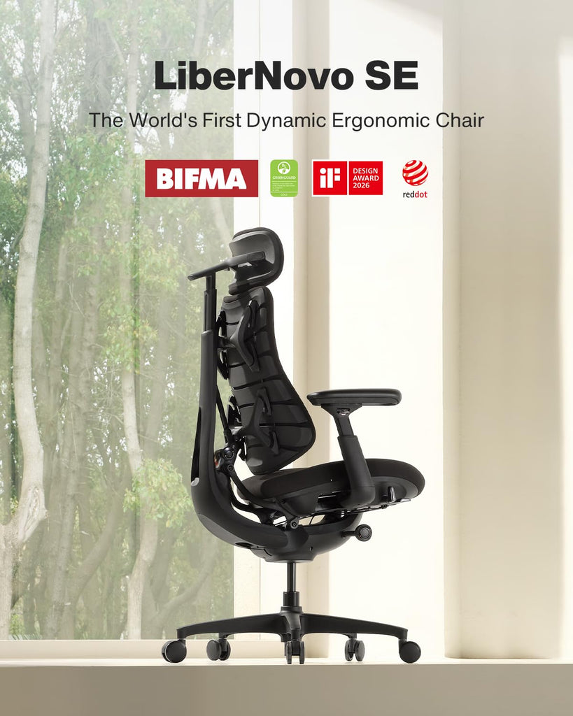 Inspired Embody Style Dynamic Ergonomic Office Chair with Headrest & Footrest — Obsidian Black, 48cm Seat