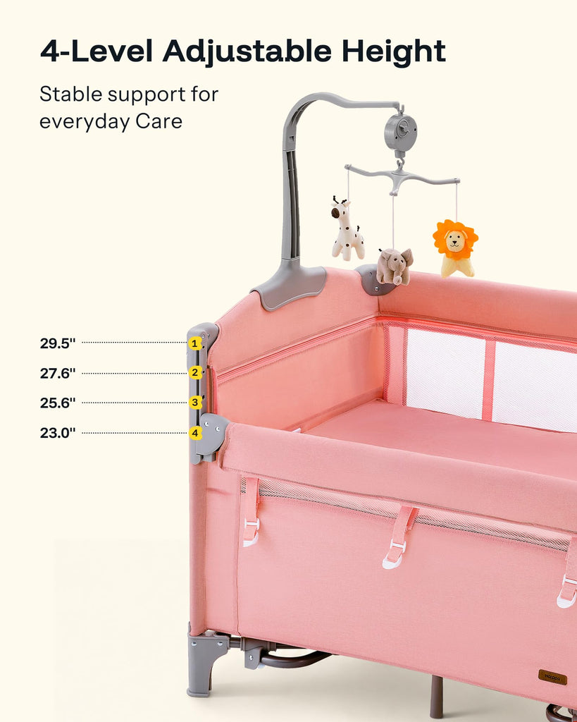 6 in 1 Play Yard with Bedside Bassinet, Foldable Playard