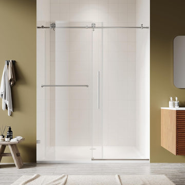 Frameless Shower Door, 44-48" W x 76" H Sliding Shower Door - 5/16"(8mm) SGCC Tempered Glass - Silent Soft-Close