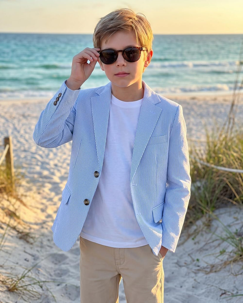 Blazers for Boys Striped Suits Jackets Kids Cotton Sport Coats Lightweight