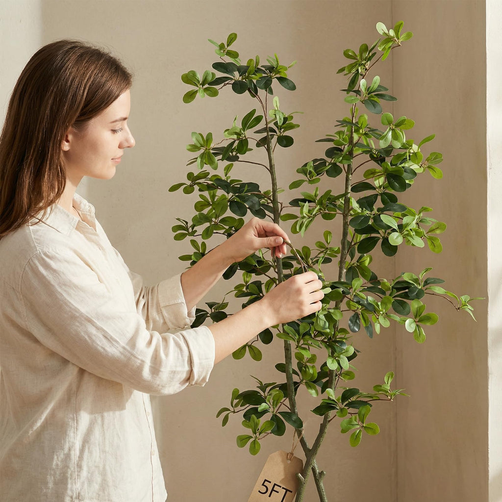 5ft Fake Olive Tree Artificial Indoor, Artificial Olive Tree with Pot, Large Olive Branches, House Living Room Decor.