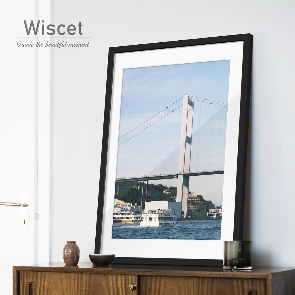 24x36 Poster Frame Set of 4, for Wall Mounting, Black | Display Picture 20x30 with Mat or 24 x 36 without Mat, Photo