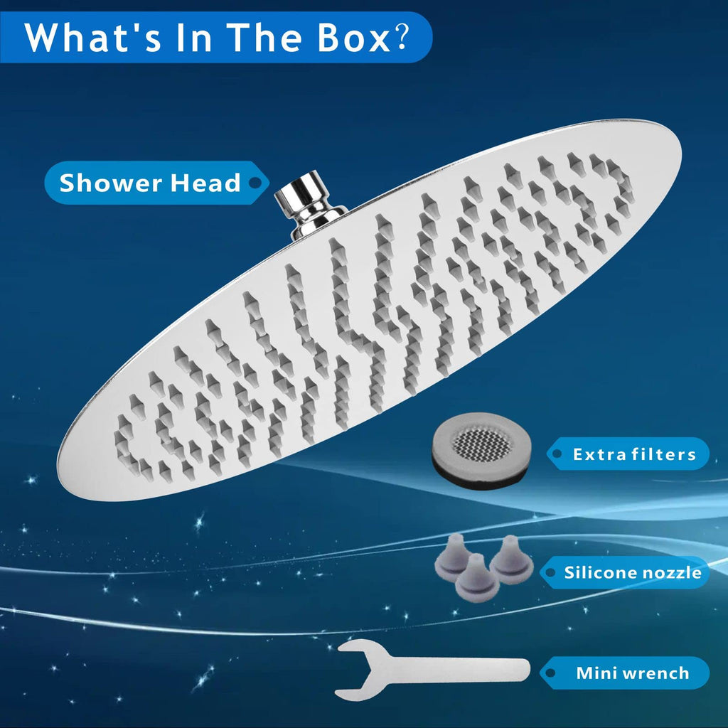 Rain Shower Head, High Pressure High Flow All Metal Rainfall Shower Head, Ultra-Thin Design-Pressure Boosting