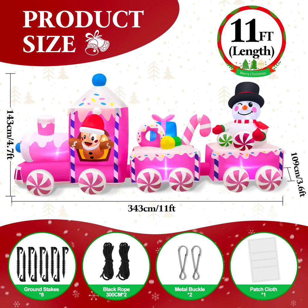 11FT Long Christmas Inflatable Train Outdoor Decoration