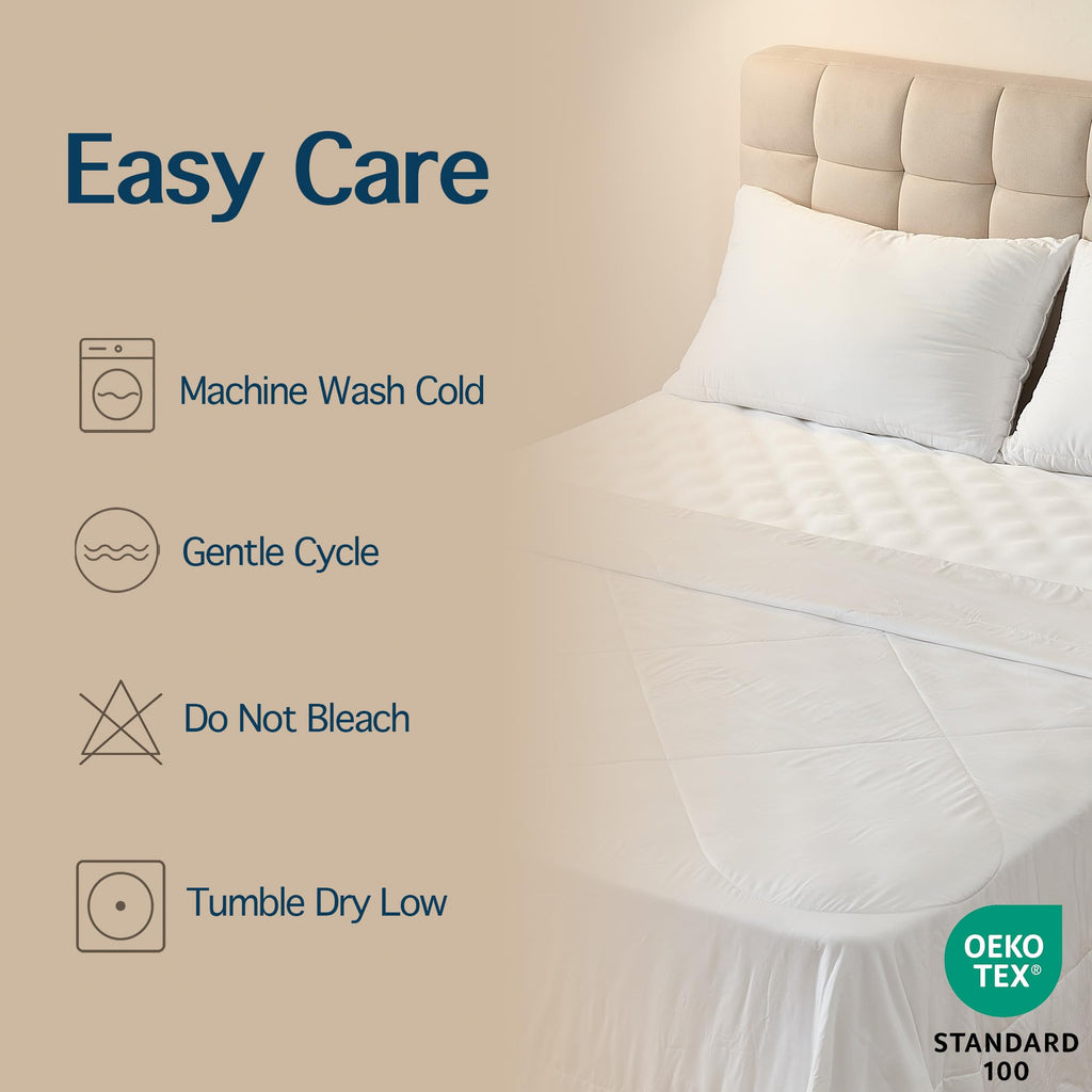 Lightweight Cooling Comforter, 100% Viscose from Bamboo Shell and Fill, Breathable Duvet Insert with Gentle Weight