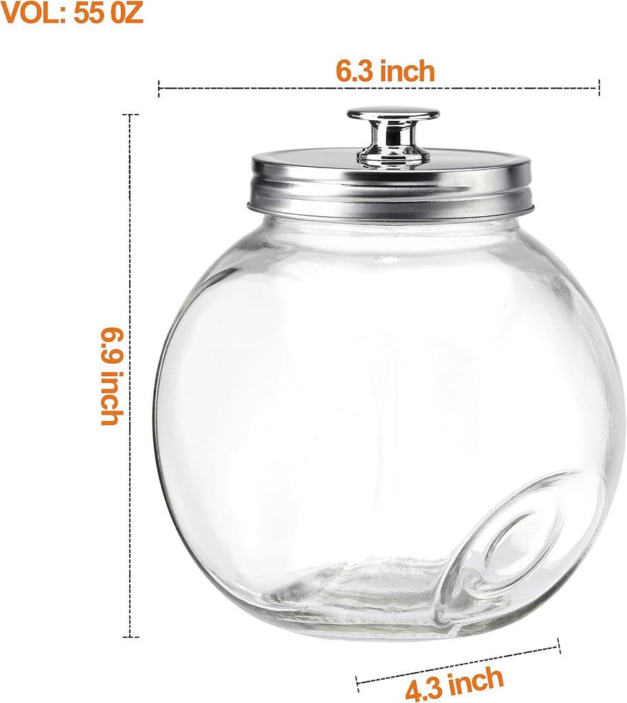 Glass Cookie Jars Counter Glass Penny Jar, Candy Jar with Metal Airtight Lid (55 Ounce) - Set of 3