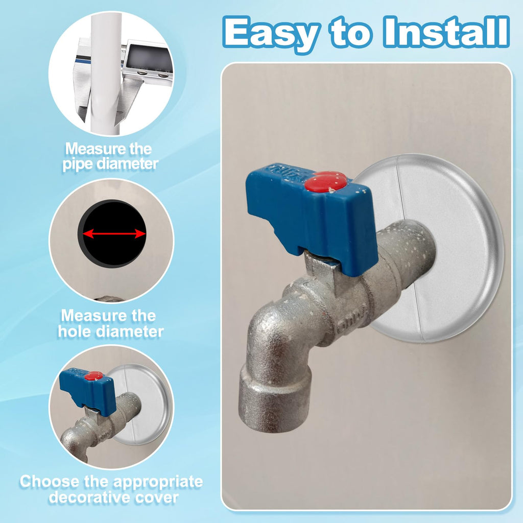 Wall Split Flange 0.65"/16.5mm, 3Pcs ABS Round Self-Adhesive Escutcheon Plate Cover Buckle for Water Pipe Faucet