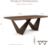 Nazaen III 82.5" Mid-Century Modern Solid Wood Live Edge Dining Table with Steel Support, Walnut Finish, Seats 4 - 6