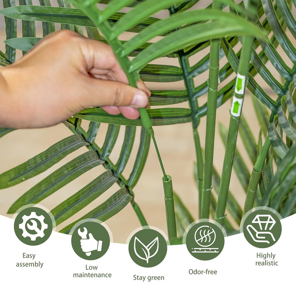 5FT Artificial Palm Tree - Tall Indoor Artificial Plant with Pot, Realistic Silk Palm Tree Decorative Plant, Natural