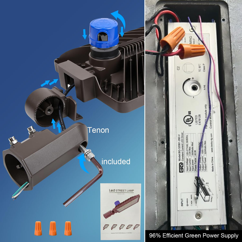 LED Parking Lot Light Dusk to Dawn Outdoor LED Pole Light with Slip Fitter Super Bright IP65 Waterproof