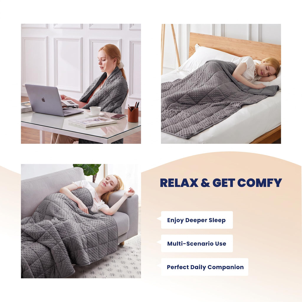 Weighted Blanket Twin 12lbs for Adult(48"×72", Gray) Breathable Soft Minky Weighted Throw Blanket for All Season, Heavy