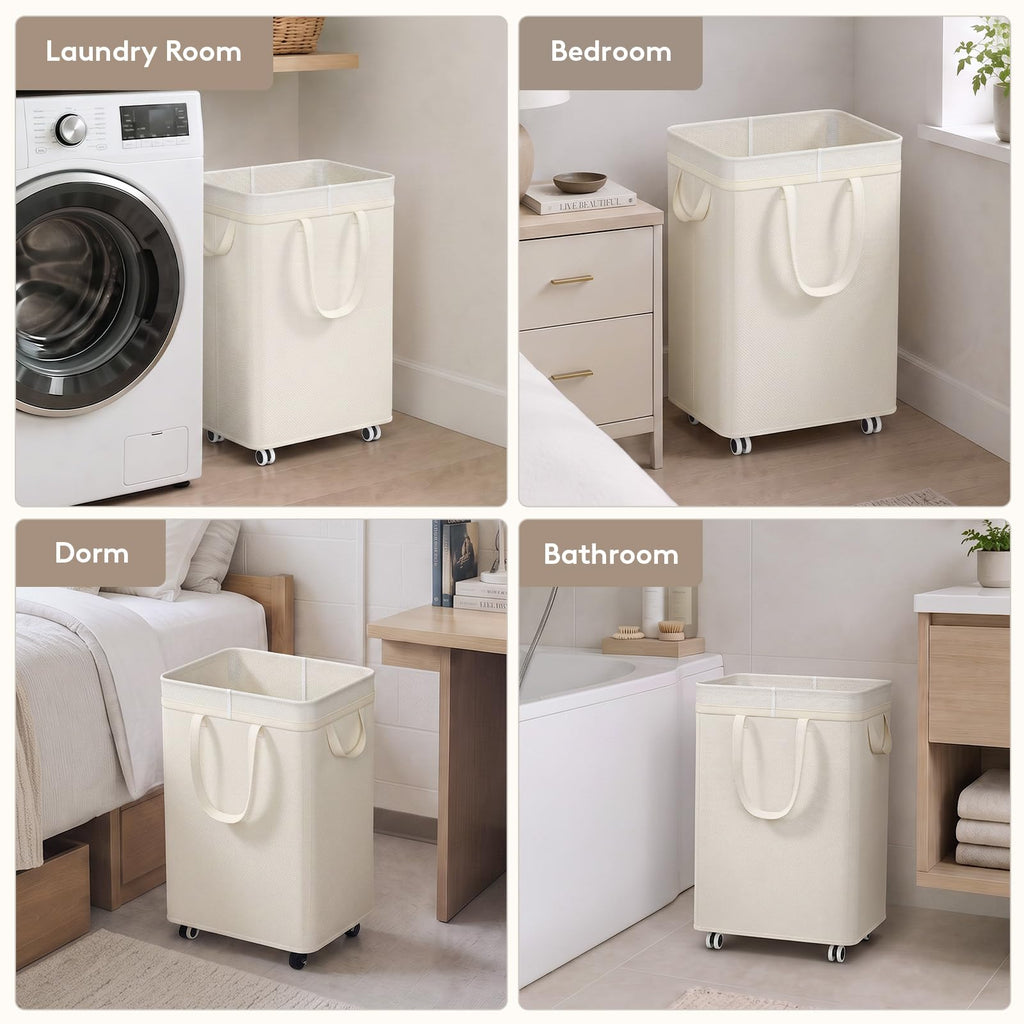 85L Laundry Hamper with Wheels, Rolling Laundry Basket with Removable Wash Bag, Large Capacity Dirty Clothes Hamper