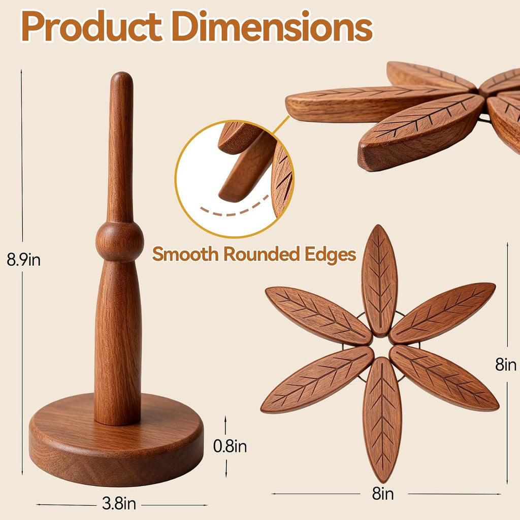 Wooden Trivets for Hot Dishes, Stackable Christmas Tree Trivet Set - Set of 4
