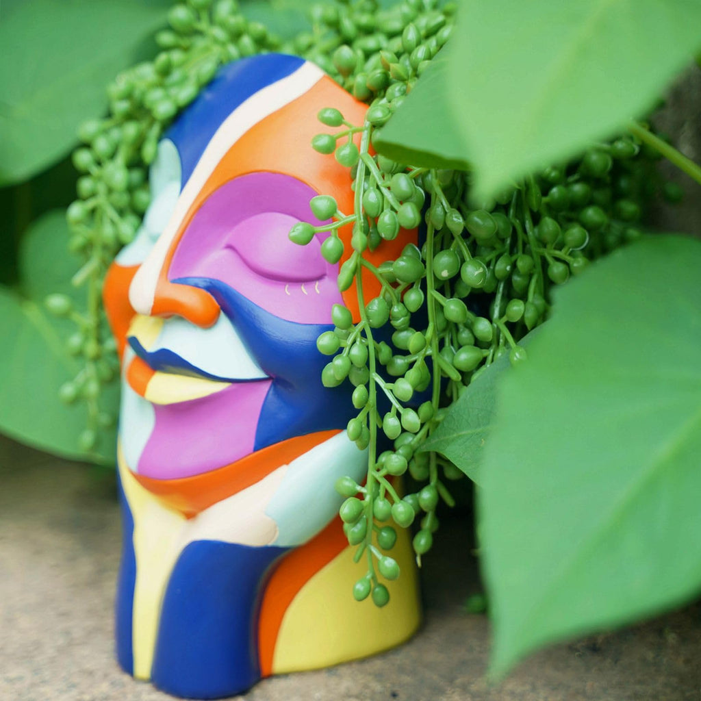 Rainbow Face Planters Pots Head, Funny Body Plant Pots for Decor, Resin Decorative Artistic Head Flower Pot, Hand