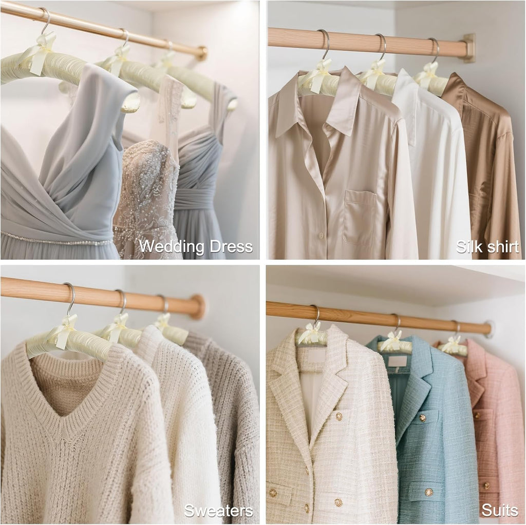 Anti-Slip Satin Padded Clothes Hangers with Rotatable Hooks No Shoulder Bump for Women Heavy Sweaters, Coats, Suits