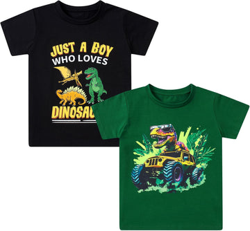 Toddler Boys T-Shirts 2 Pack, Graphic Short Sleeve Shirts