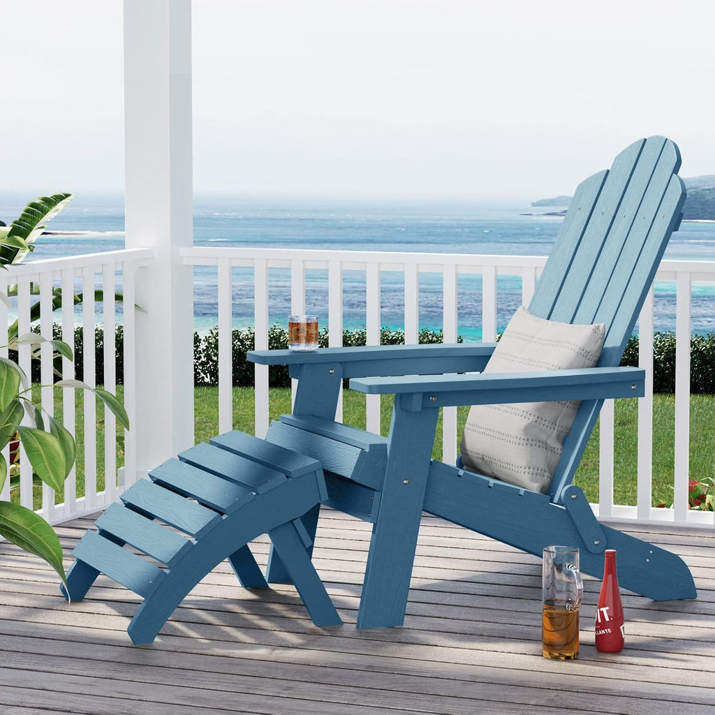 Folding Adirondack Ottoman Set of 2 for Adirondack Chair, All Weather | HIPS 350 lbs Capacity, Easy Assembly, All