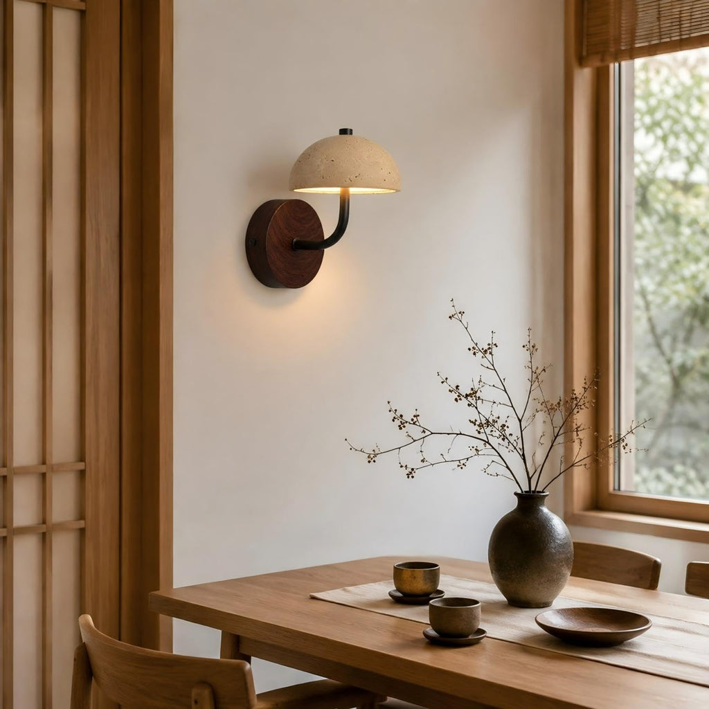 Wabi Sabi Yellow Travertine Wall Sconce Natural Stone Wall Lamp