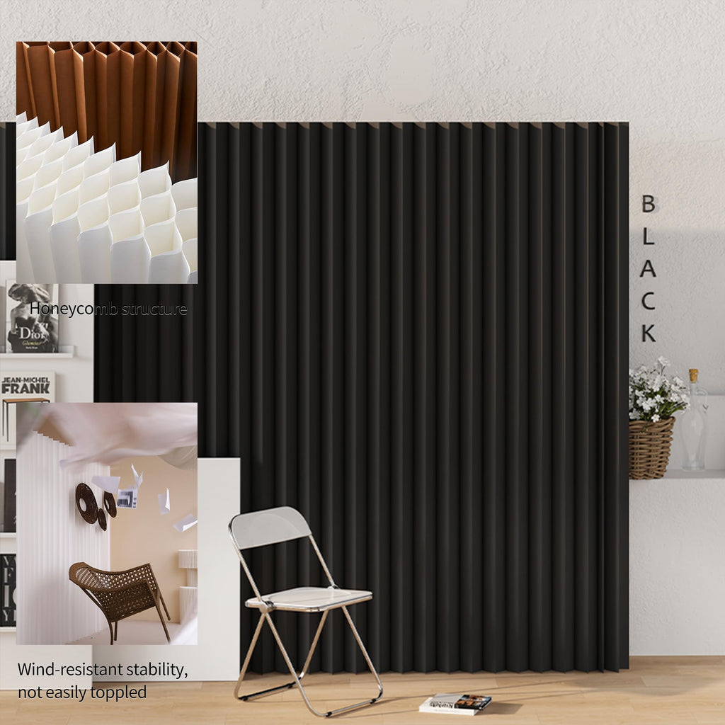 Folding Paper Room Divider, Retractable Accordion Privacy Screen, Portable Room Partition Wall, Foldable Decorative