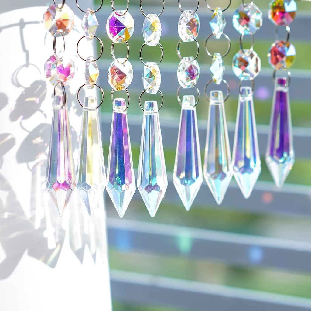 20 Pcs 55mm Aurora Crystal Icicle Prisms Chandelier Decor Sun Catchers - Aurora Crystal Icicle Prisms Pendants