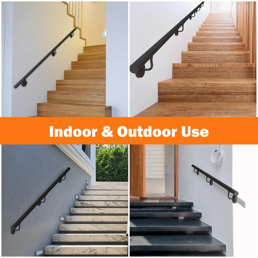 6FT Round Pipe Industrial Metal Stair Handrail