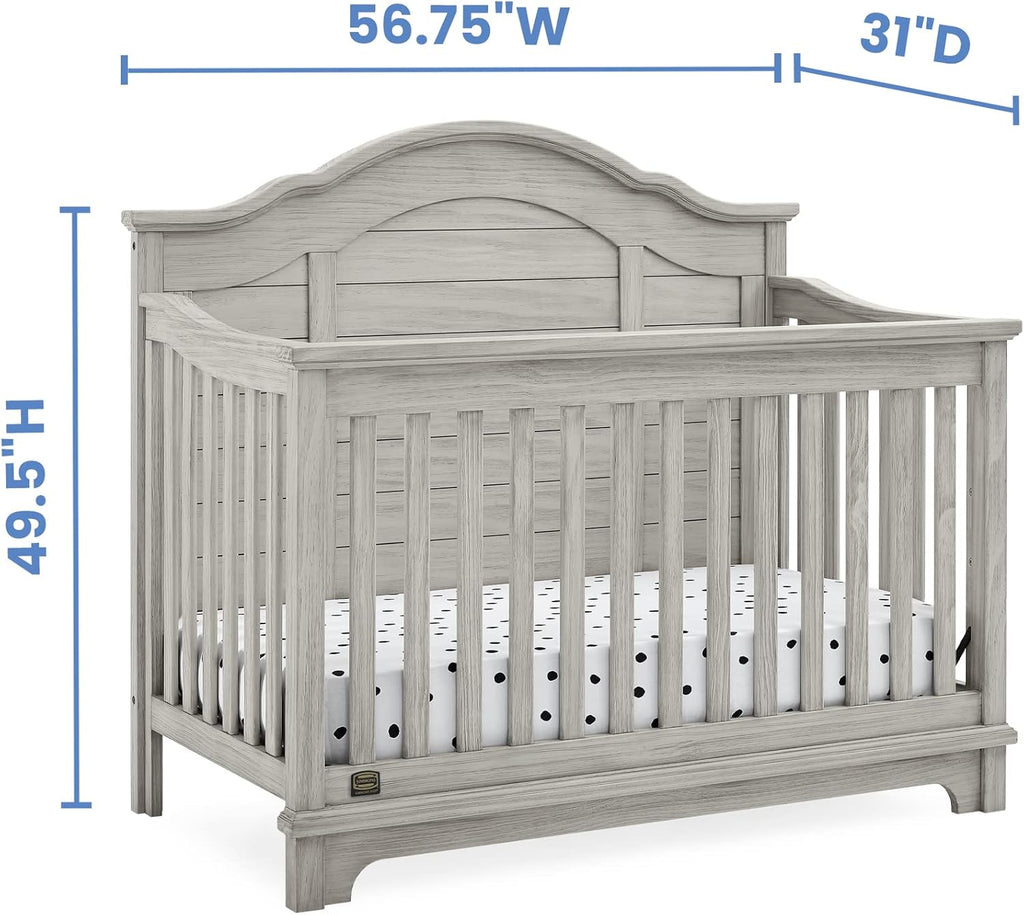 Asher Crib and Dresser Nursery Furniture - 6-in-1 Convertible Crib with Toddler Rail | Fully Assembled 6 Drawer