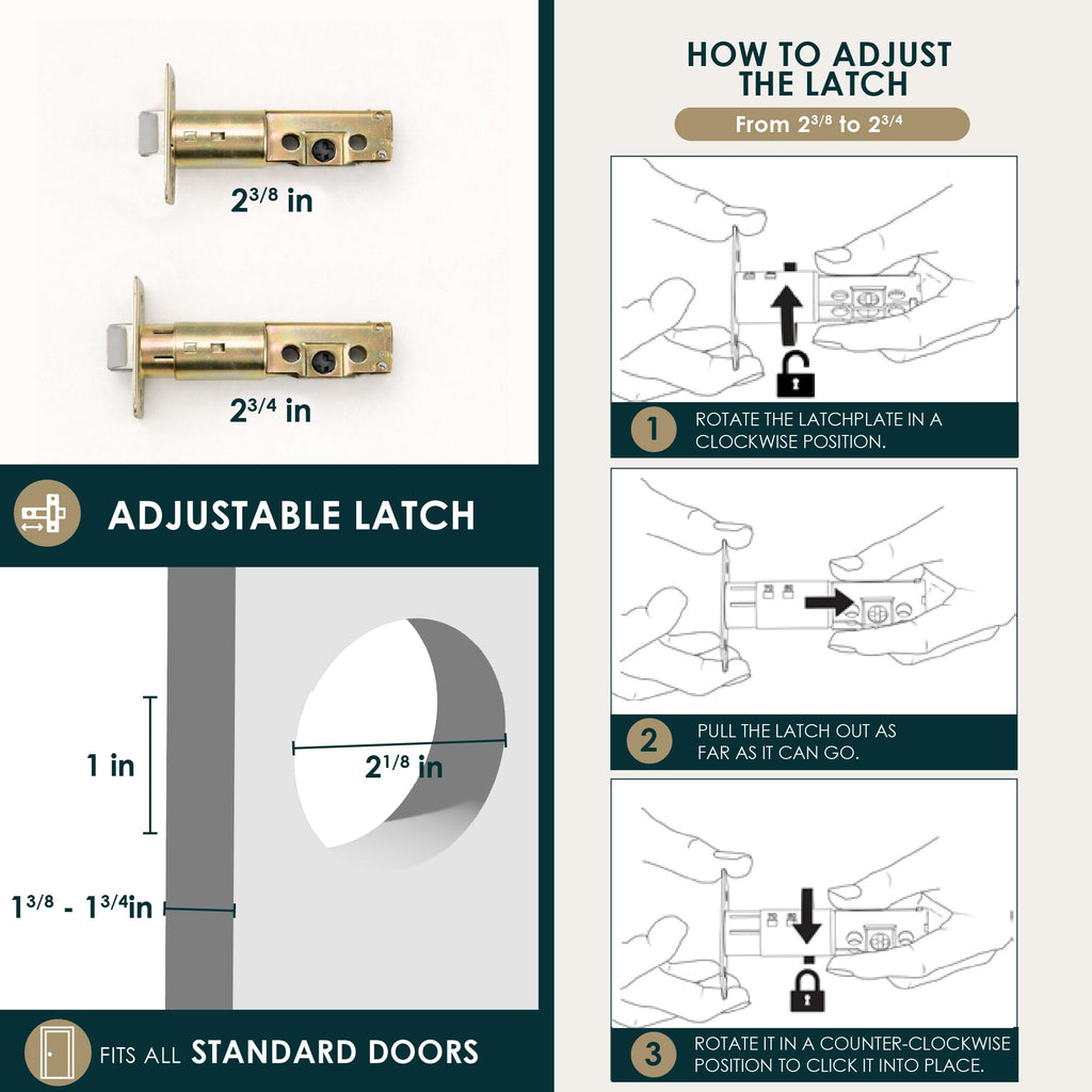 Entry Deadbolt Lock - Heavy Duty Round Locking for Left or Right-Handed Doors - Interior/Exterior - Satin
