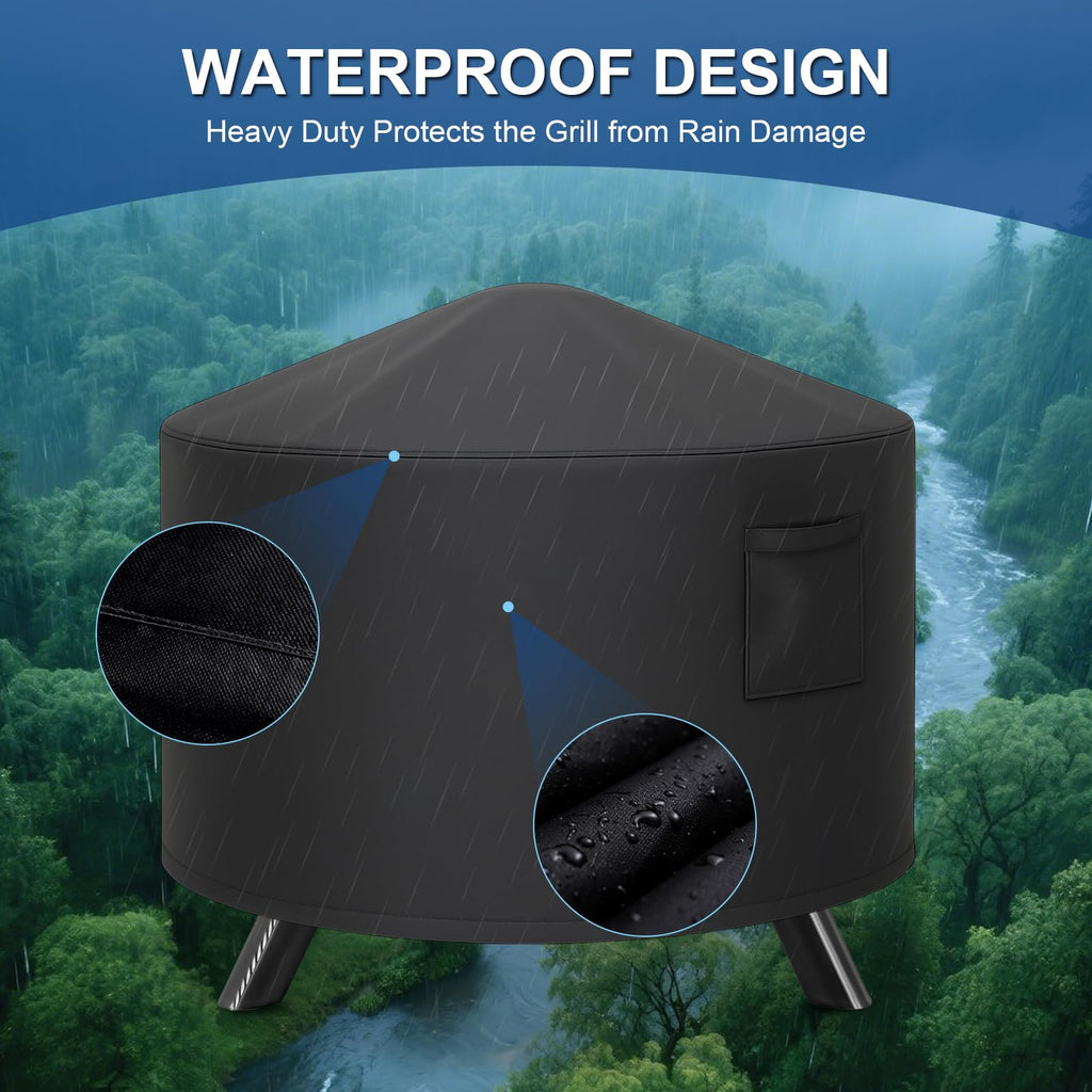 34" Round Fire Pit Cover - Waterproof 600D Outdoor Protection