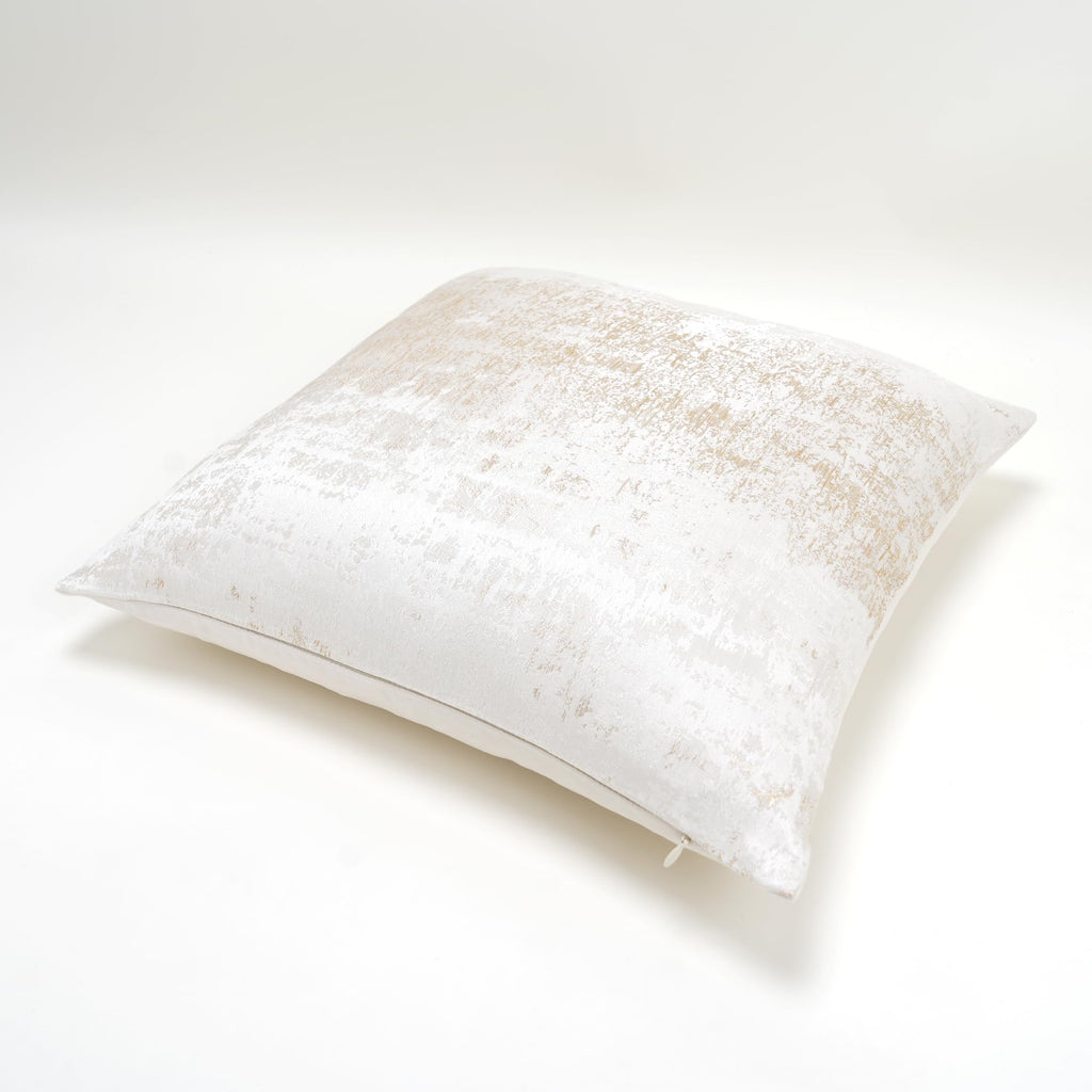 Ivory Cream Gold Metallic Jacquard Throw Pillow Cover 24x24, Velvet Back, Modern Glam Decorative Cushion Cover for