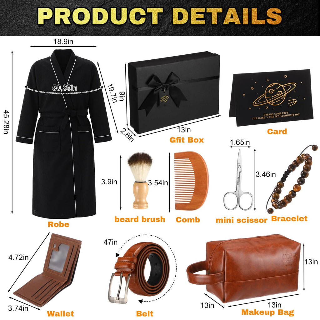 10 Pcs Birthday Gifts for Men Beard Care Set, Piping, Brown