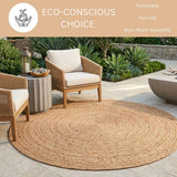 WeWove Handcrafted Jute Braided Rug 6 Feet Round - 100% Natural Jute Area Rug - Rustic Farmhouse Boh