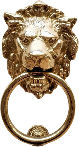Lions Head Door Knocker,7.1 inches,Solid Brass,Regency Period(Polished Brass)