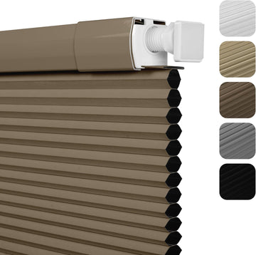 No Drill Blackout Cellular Shades,Brown,18" W x 36" H