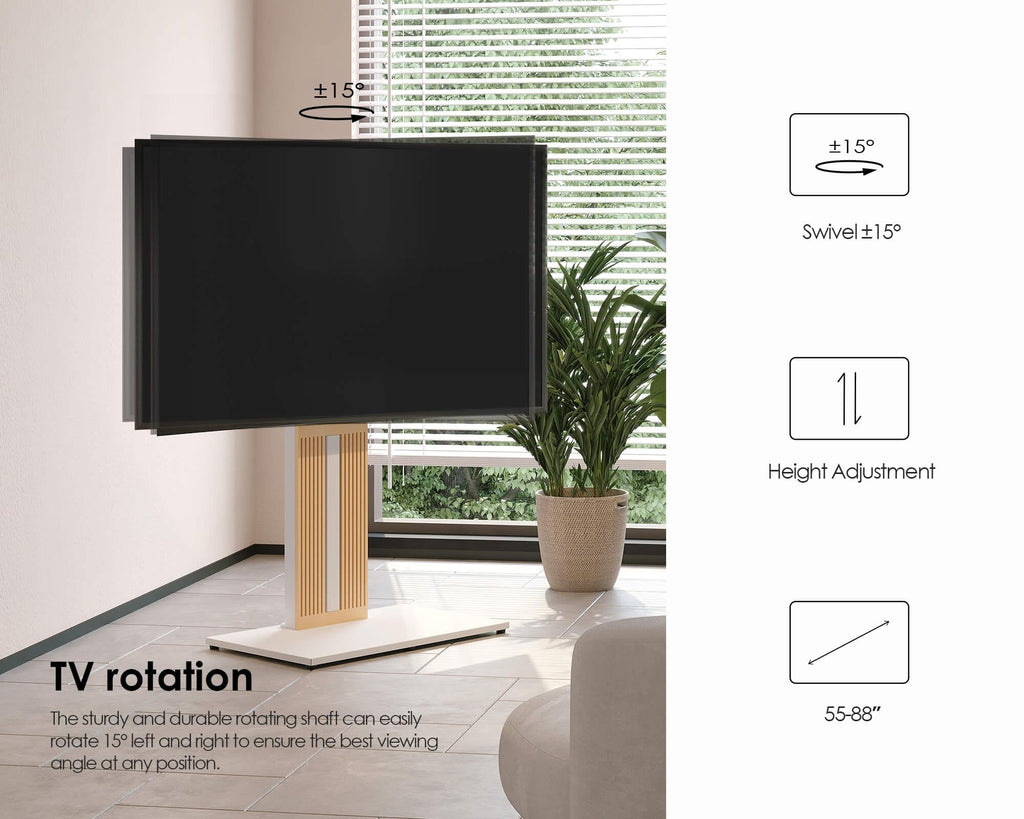 Floor TV Stand for 55-88 Inch TVs with Hidden Back Storage, White