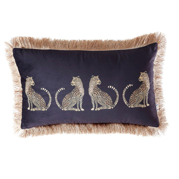 Lumbar Decorative Throw Pillow Cover with Tassels Leopard Pattern Cushion Cover Luxury Style Soft Velvet Pillowcase